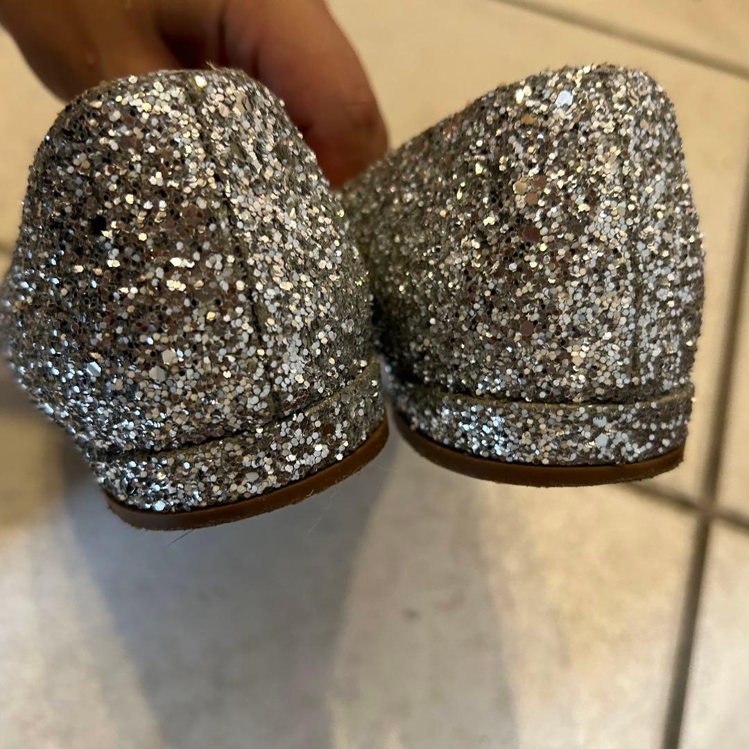 miu miu ビジュー パンプス シルバー　23センチ　ミュウミュウ　フラット