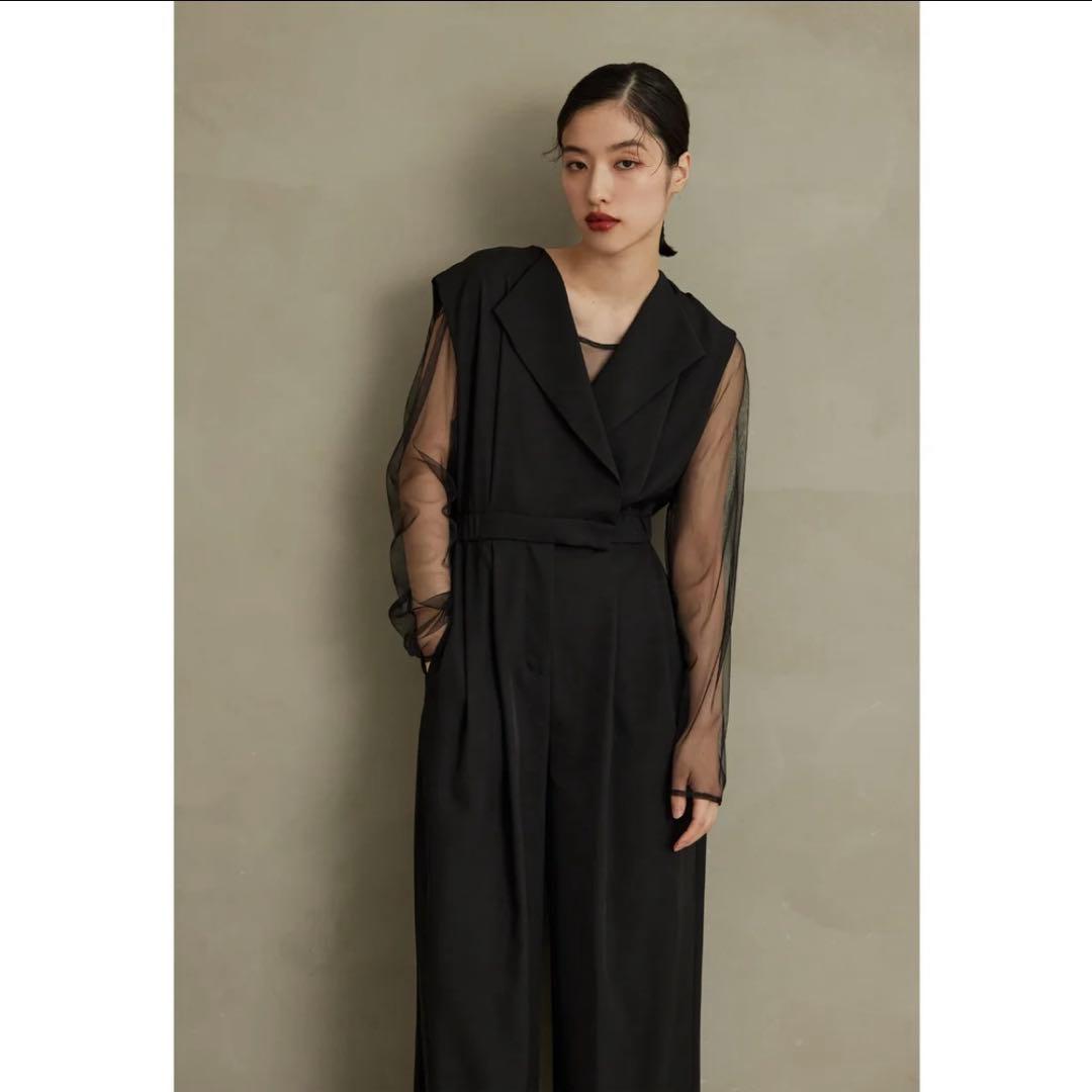 値下げ不可【店舗クリーニング済】スタンドアウトカラーオールインパンツ　M 黒