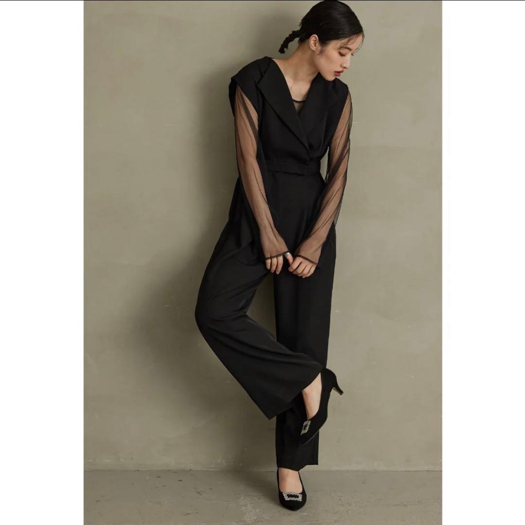 値下げ不可【店舗クリーニング済】スタンドアウトカラーオールインパンツ　M 黒