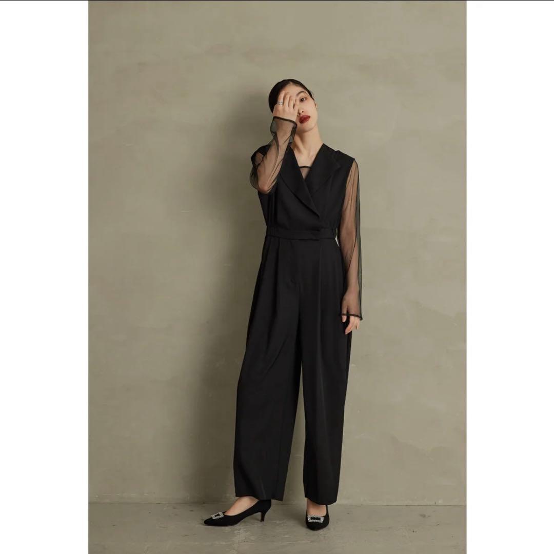 値下げ不可【店舗クリーニング済】スタンドアウトカラーオールインパンツ　M 黒