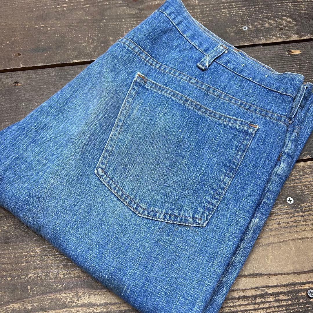 70s W35 ビンテージ デニム ワークパンツ ワイド ボロ タロン 雰囲気
