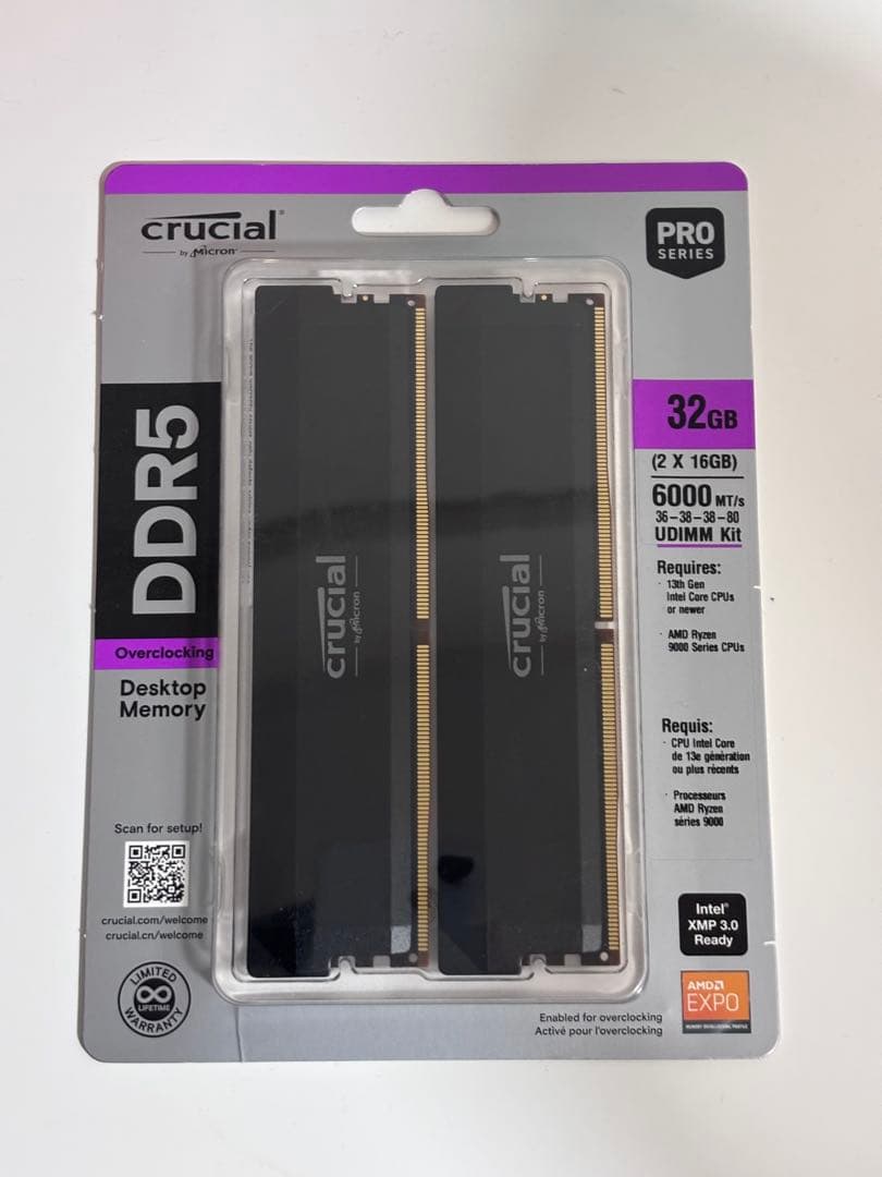 メモリー Crucial DDR5-6000 32GB (2x16GB)