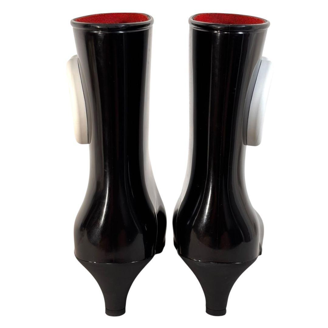 良品 グッチ 36 23 レインブーツ インターロッキング GG ブラック