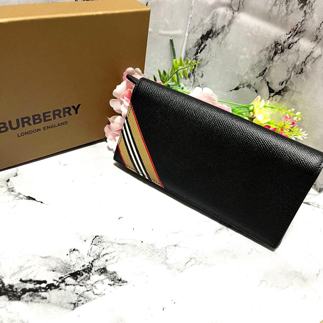 【極美品】バーバリー 長財布 チェック柄 キャベンディッシュ ブラック レザー