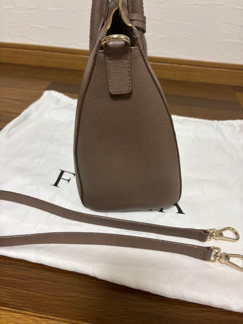 FURLA ブラウン レザー ハンドバッグ極美品