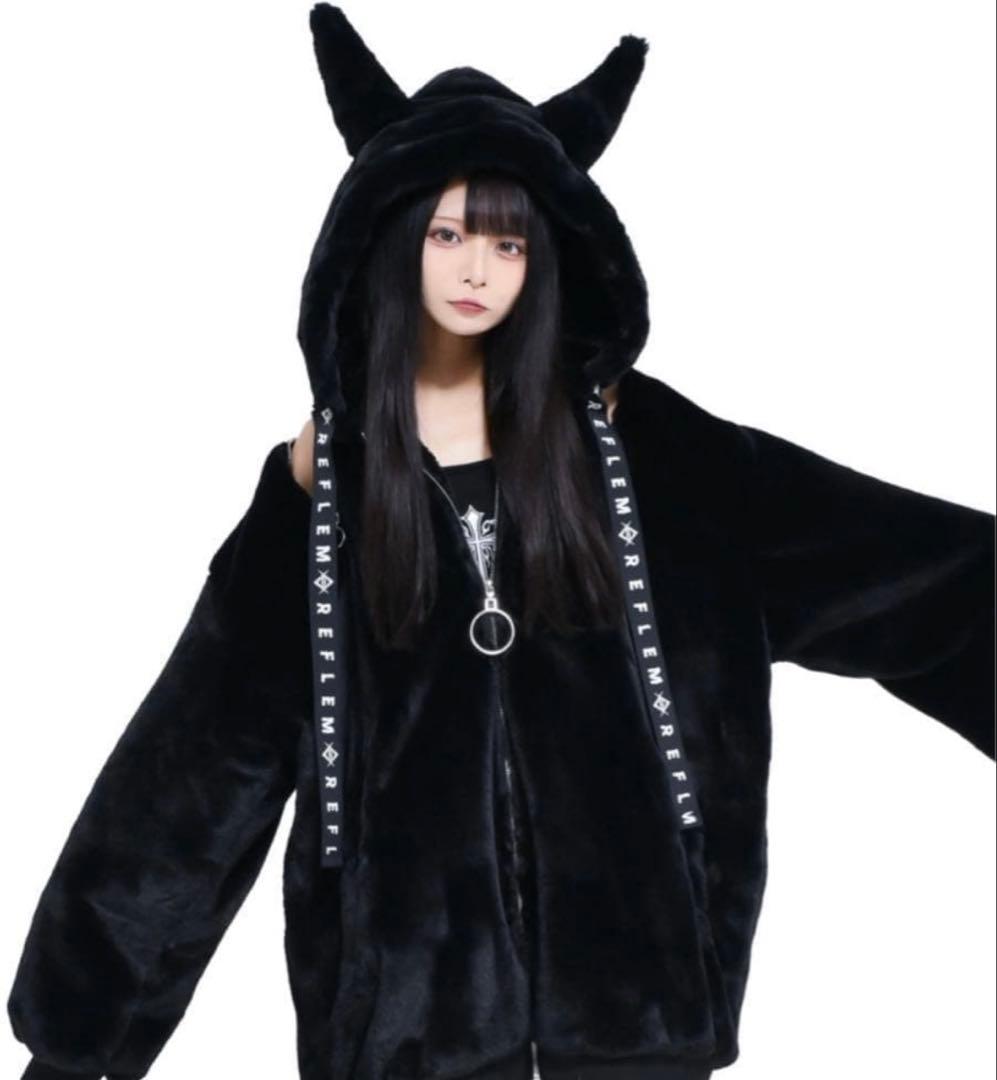 REFLEM レフレム デビル デザイン ファーパーカー ブラック