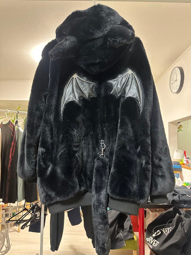 REFLEM レフレム デビル デザイン ファーパーカー ブラック