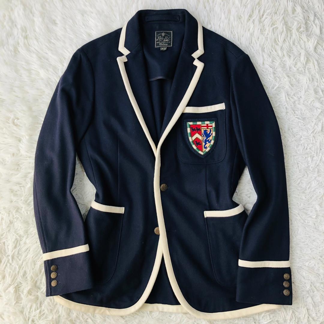 【希少】ポロラルフローレン★テーラードジャケット エンブレム ブレザー XL相当