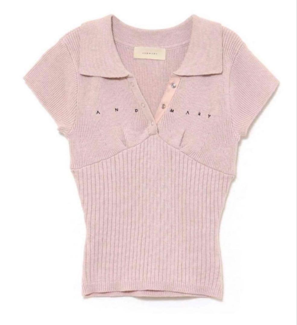 andmary アンドマリー Lindsay logo tops pink