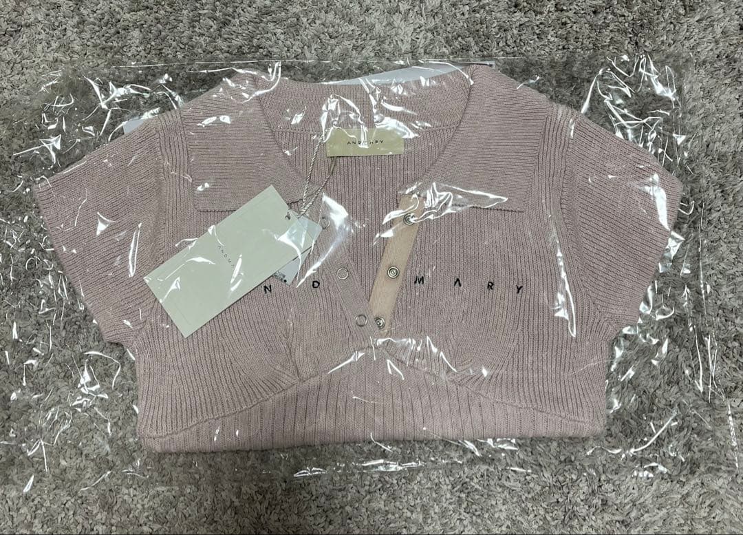 andmary アンドマリー Lindsay logo tops pink