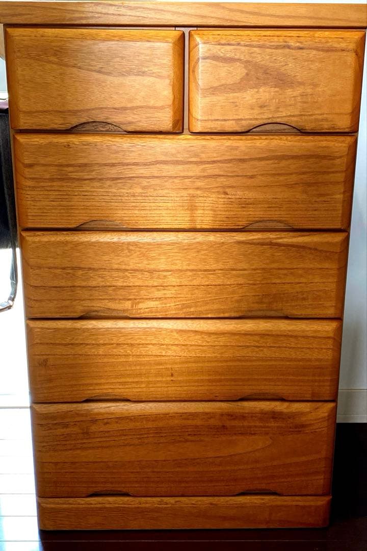 ナチュラルウッド 5段チェスト桐タンス