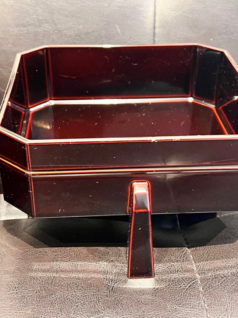 未使用品　真塗 神折敷 共箱 菓子器 茶道具 本漆塗 木製漆器 天然木 木工芸