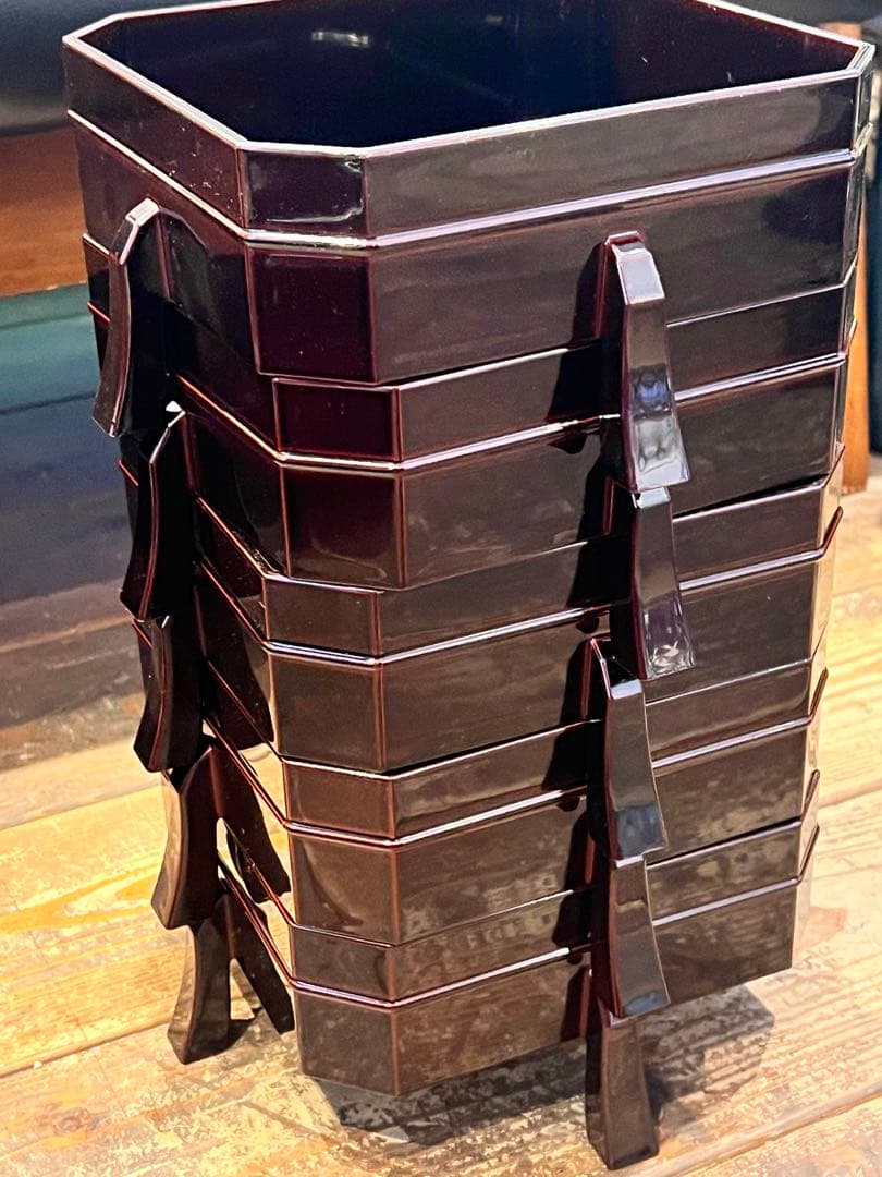 未使用品　真塗 神折敷 共箱 菓子器 茶道具 本漆塗 木製漆器 天然木 木工芸