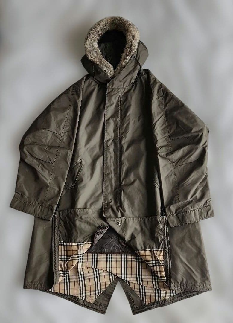 【ゆずぷりん】バーバリーブラックレーベルライナー付2wayモッズコート難有