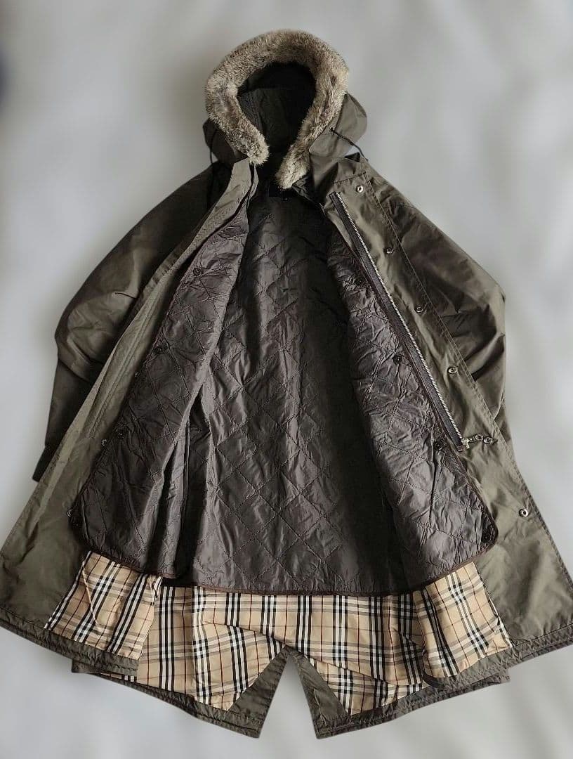 【ゆずぷりん】バーバリーブラックレーベルライナー付2wayモッズコート難有