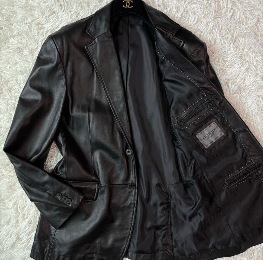 ✨極美品 L相当✨リコリス テーラードジャケット ラムレザー オーバーサイズ