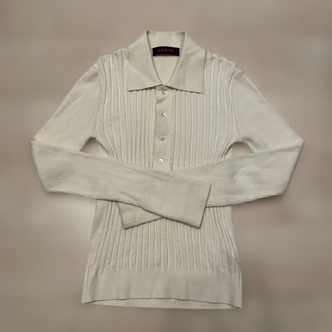 CABaN コットンカシミヤリブ ポロカラープルオーバー