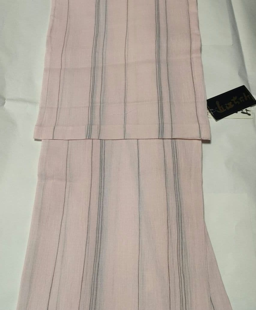 夏着物　新品　近江ちぢみ着物 　浴衣　桃