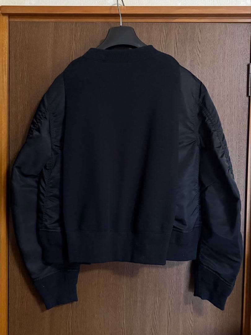 黒2新品 sacai レディース スポンジ スウェット ドッキング MA-1