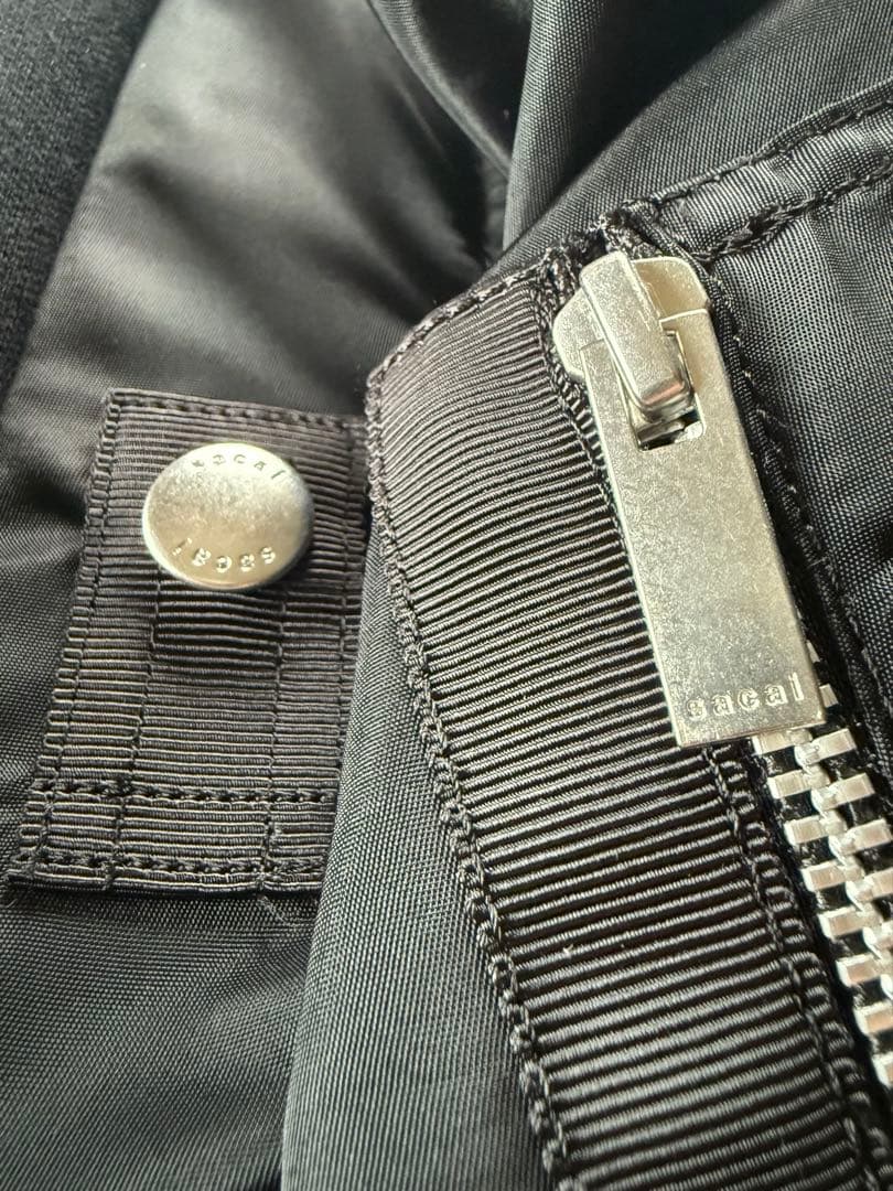 黒2新品 sacai レディース スポンジ スウェット ドッキング MA-1