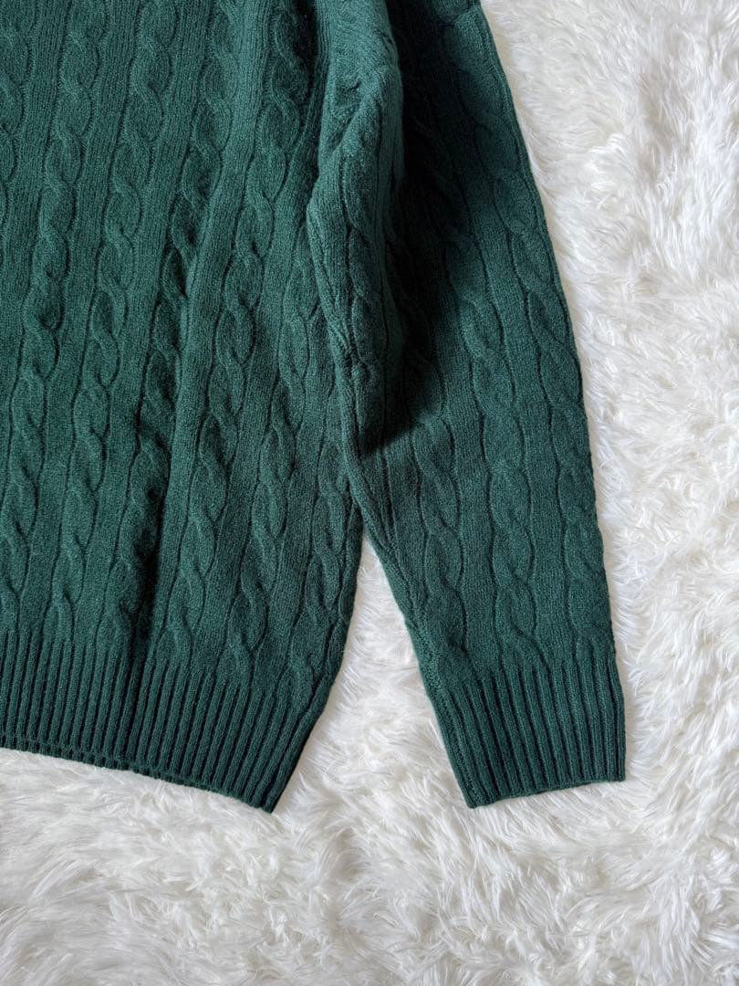 ポロラルフローレン　セーター　ケーブル　ウールカシミヤ混紡　グリーン　QRコート