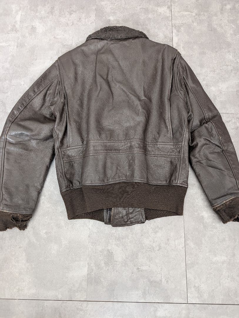 70s U.S.NAVY G-1 フライト レザー ミリタリージャケット 黒タグ