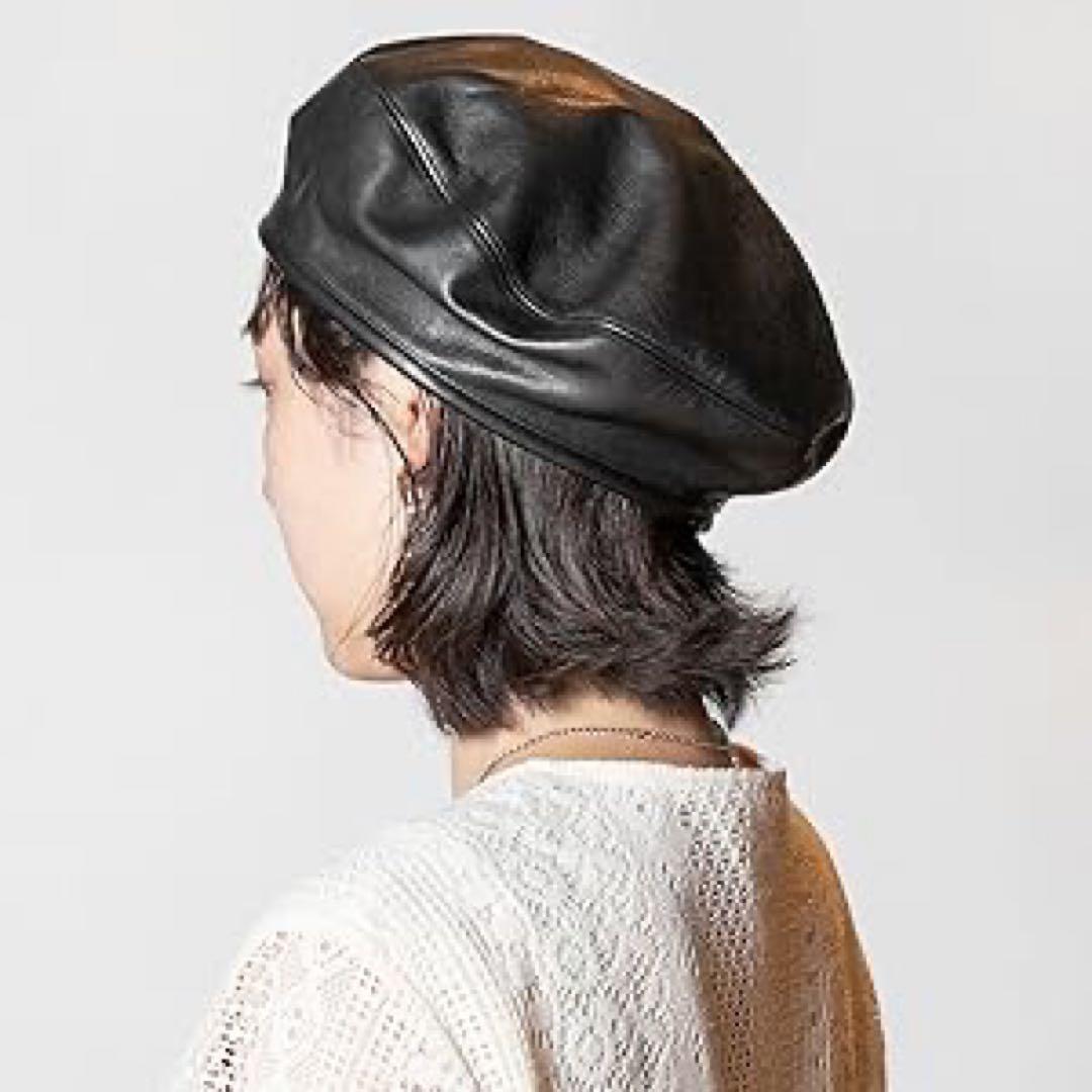 牛革　レザー ベレー帽　ブラック　CA4LA