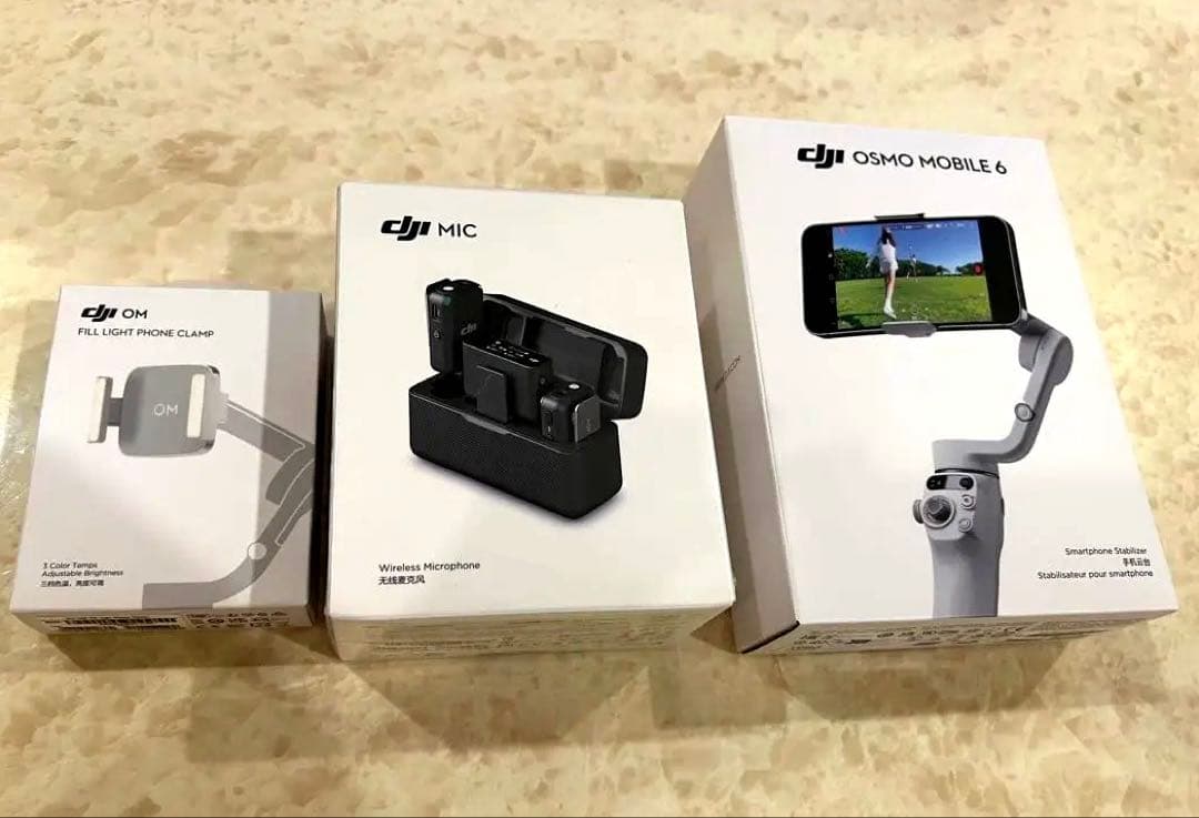 新品未使用 DJI スタビライザー 自撮り棒 3脚 撮影 マイク ライト セット