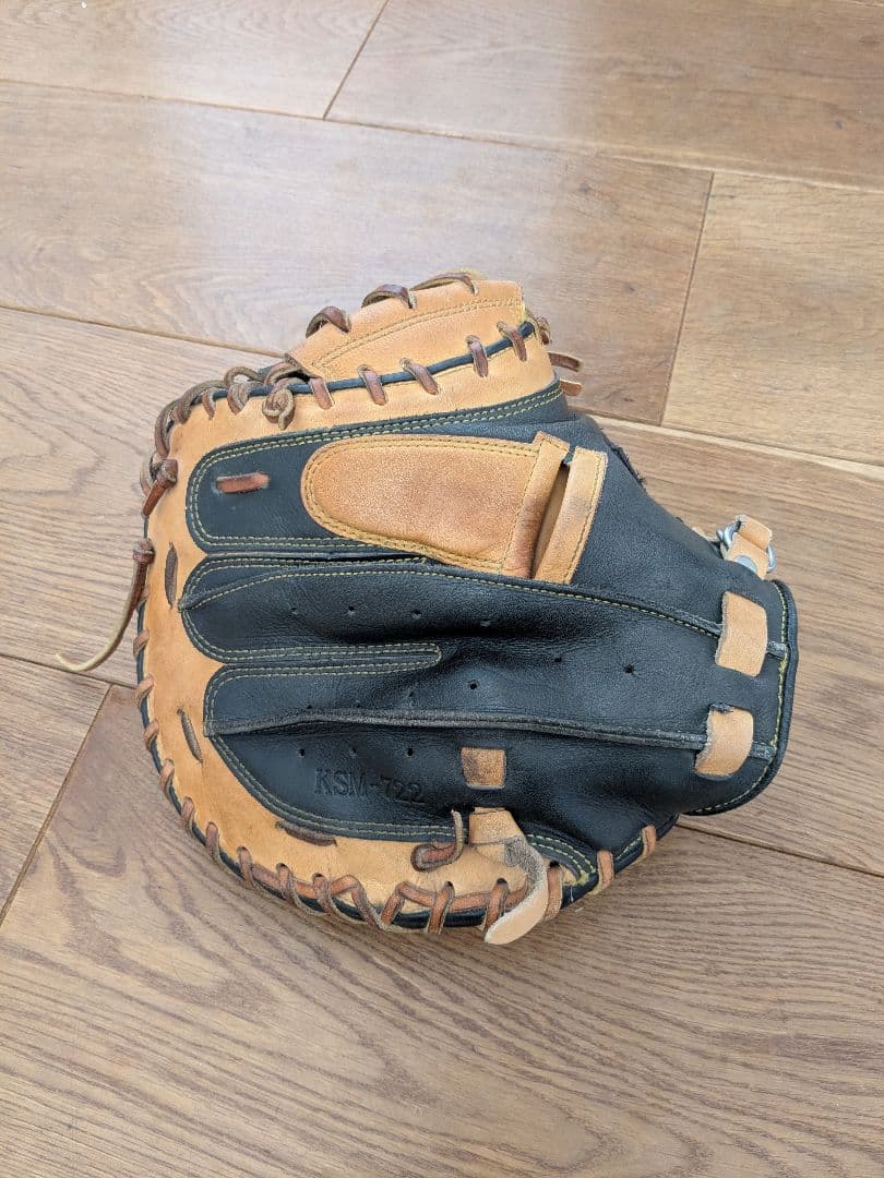 軟式キャッチャーミット レザー製 黒/茶