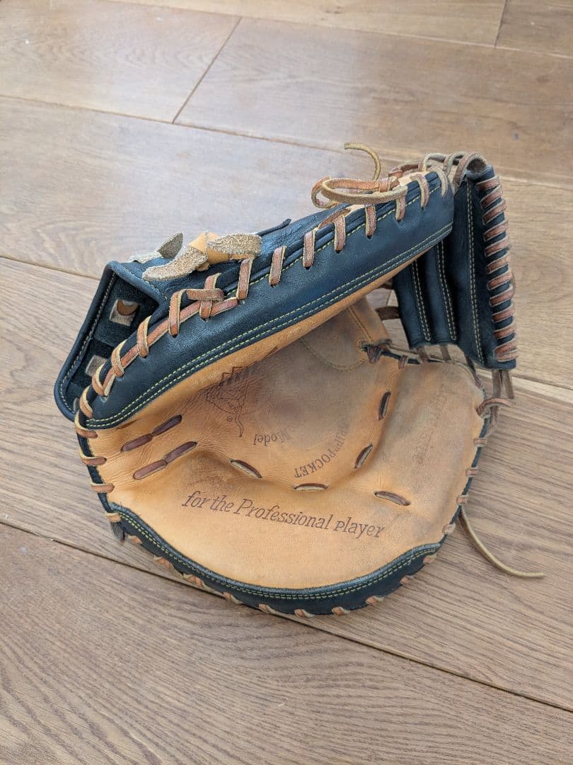 軟式キャッチャーミット レザー製 黒/茶