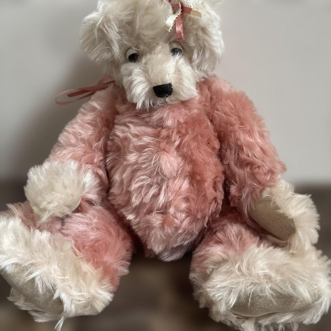 アメリカ90s 作家　ハンドメイド　30cm越え　テディベア　ピンク　ビッグ