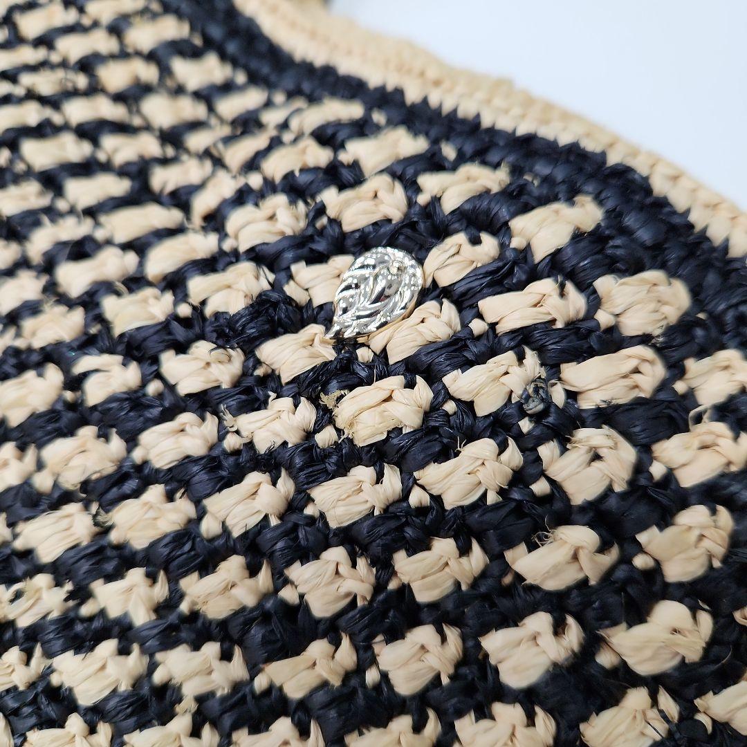 ヘレンカミンスキー　ラフィアバッグ 黒×ベージュ