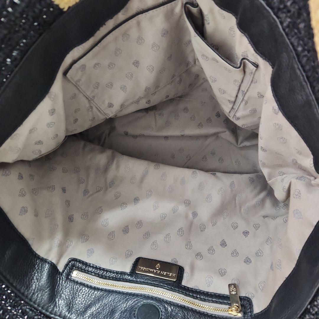 ヘレンカミンスキー　ラフィアバッグ 黒×ベージュ