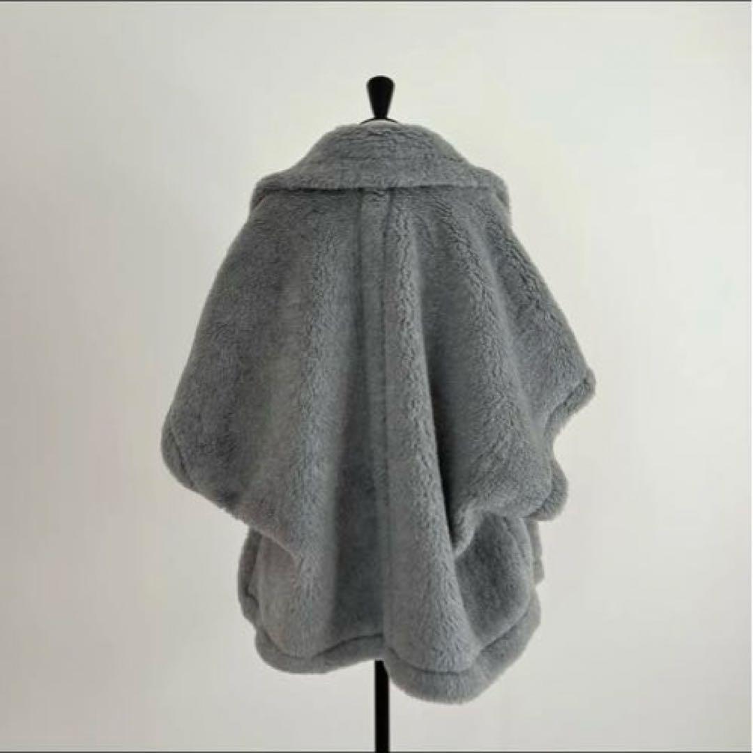 極美品☆Rnyroom テディベアポンチョケープコート グレー Sサイズ