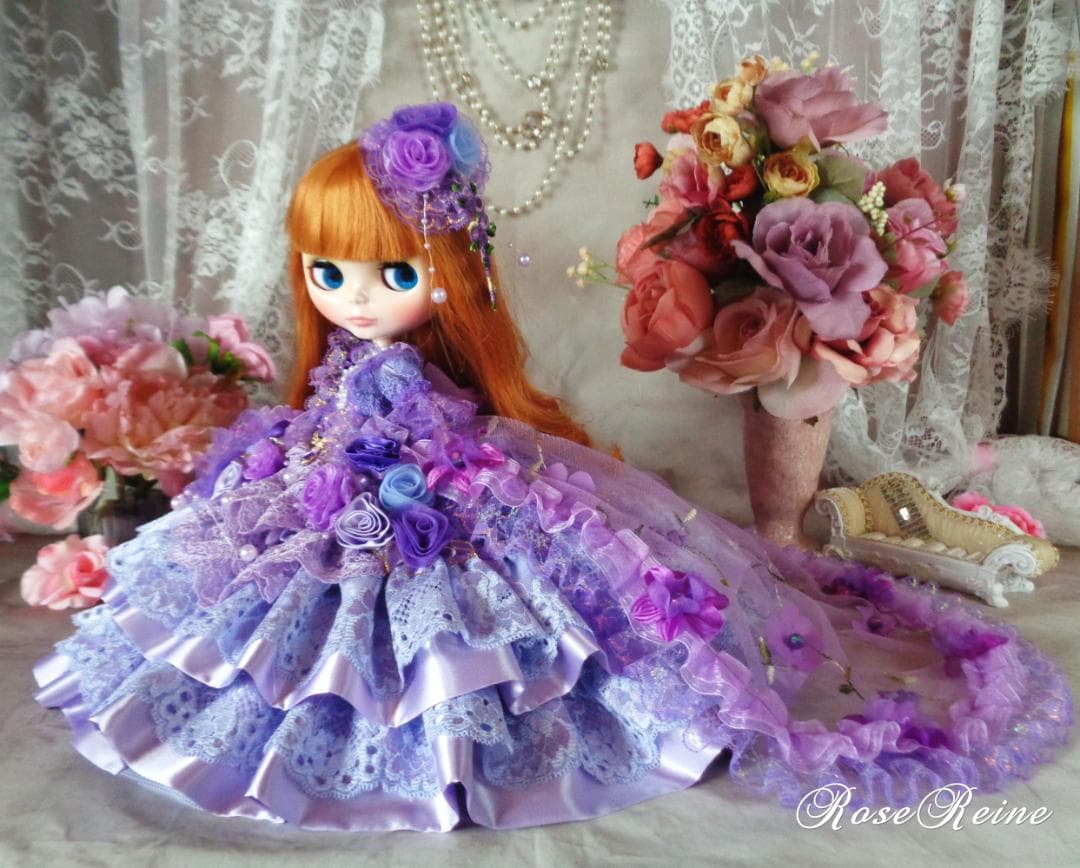 K様ご予約品 アンネローゼ王妃 パープルグラデーションボリュームフリルドレス