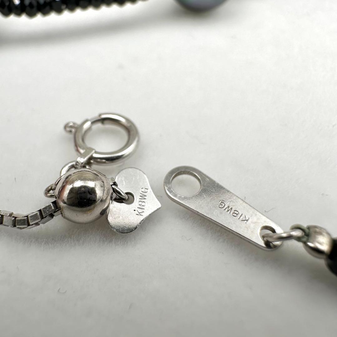 テリ強●K18 黒蝶真珠 ステーションネックレス ブラックスピネルパール