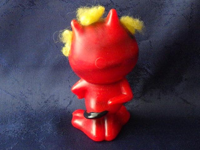激レア【1970年】ヴィンテージ レッドデビル 猫 メッセージドール 毛残存