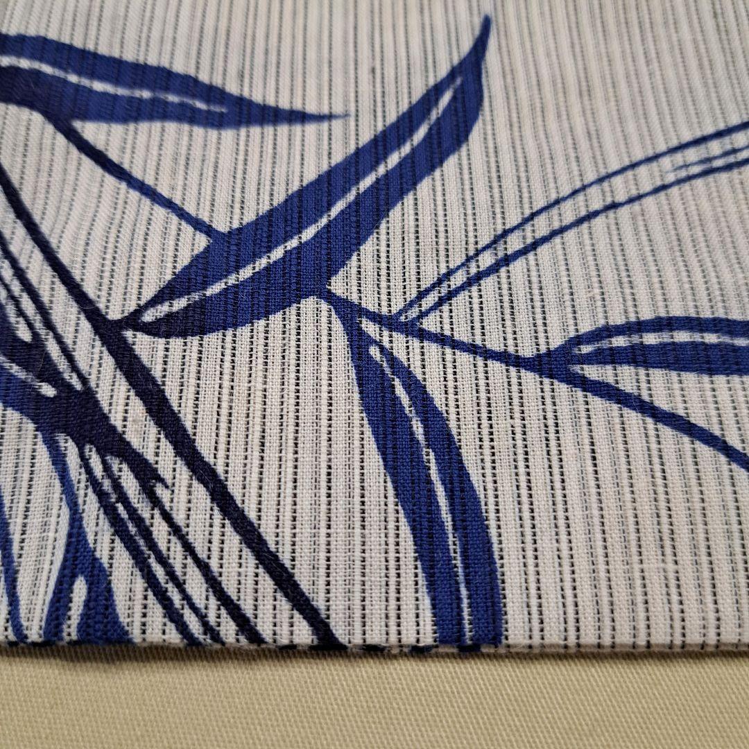 美品 本染め 浴衣　裄67 麻混　百合柄