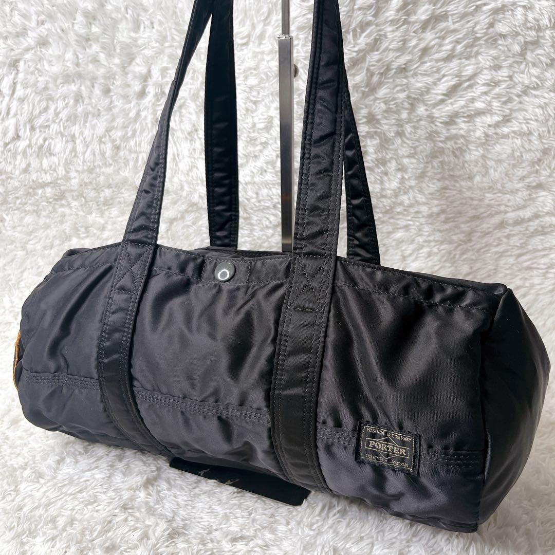 未使用級 ポーター タンカー ミニボストン ブラック ダッフル ドラムバッグ L