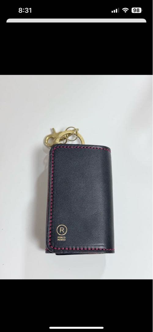 PORCO ROSSO レザーキーケース 黒/赤