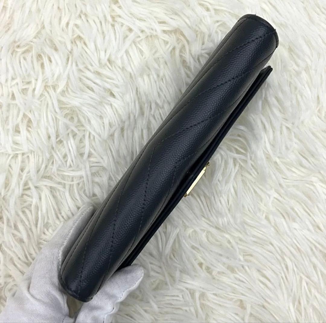 ［極美品］SAINT LAURENT YSL カサンドラ 長財布 グレー