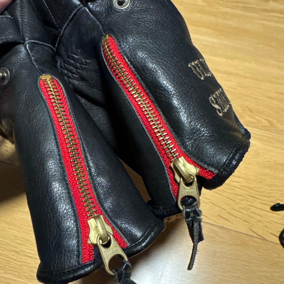 【スカルフライト★ガントレットグローブ黒M】ミトン付き寒冷地仕様　バイクグローブ