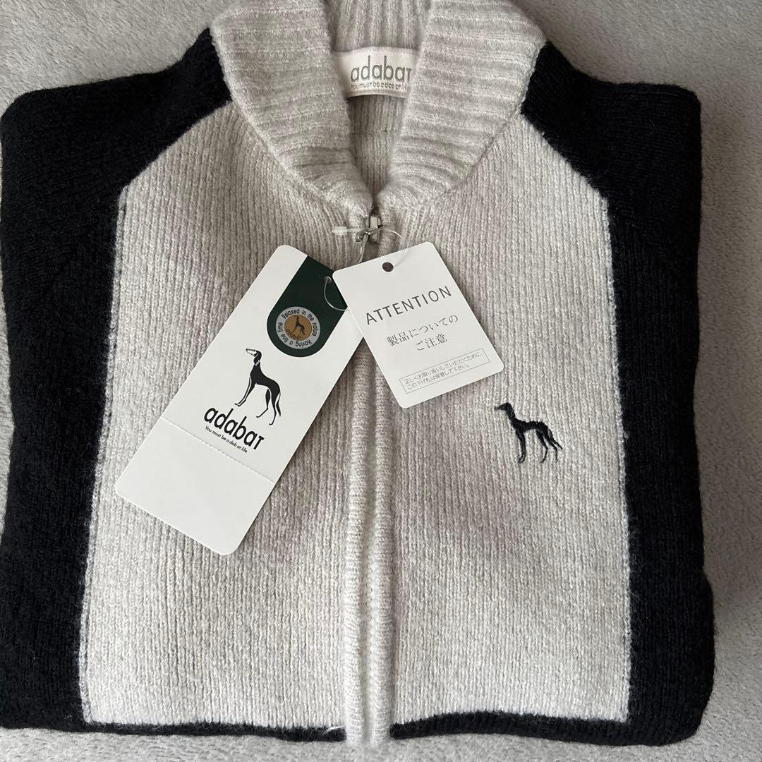 adabat ジップアップセーター 黒・グレー・白