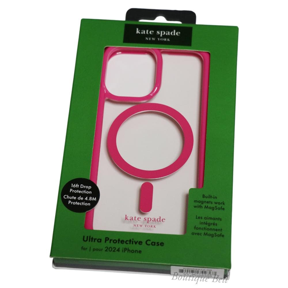 【ケイトスペード】Magsafe対応 iPhone16ケース ピンク&クリア