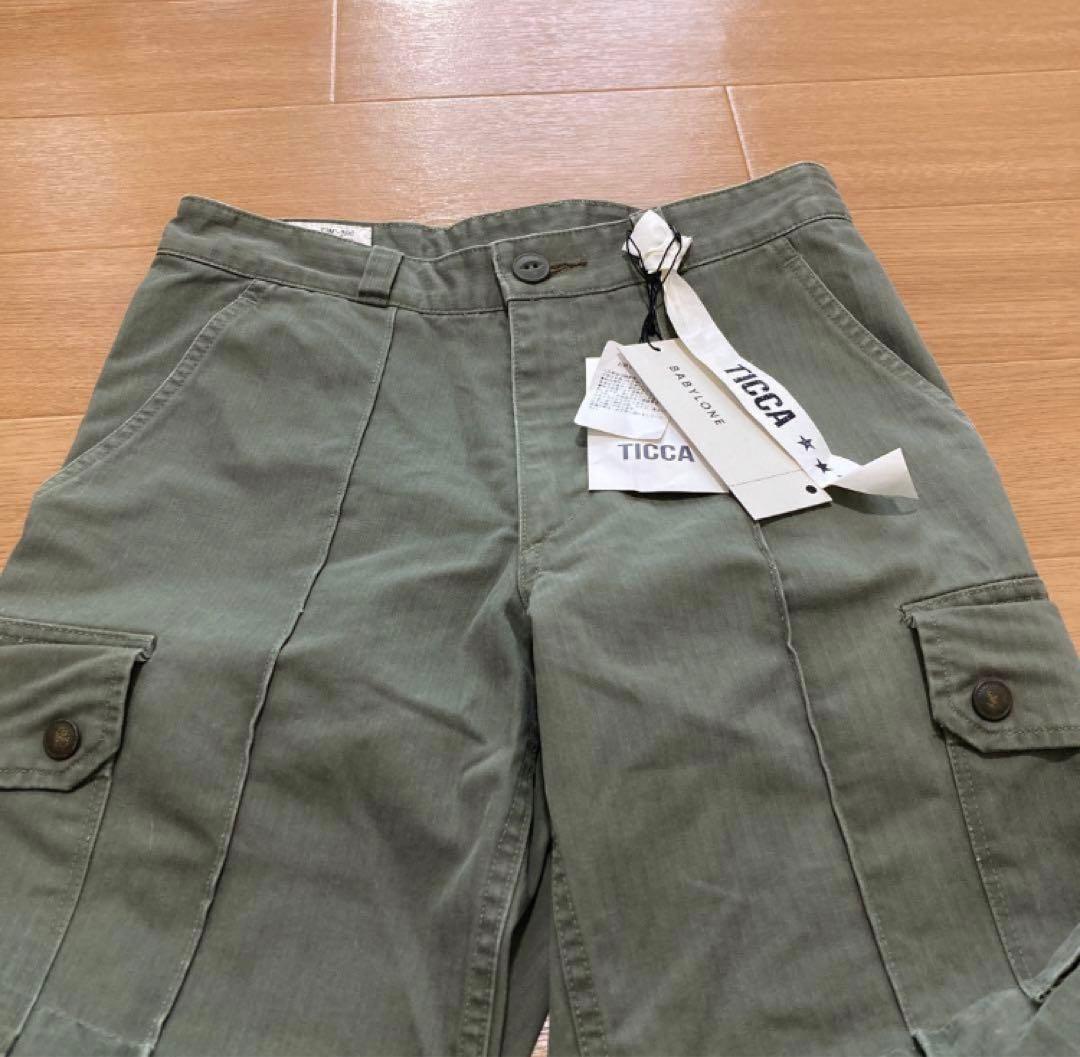 【新品未使用】ティッカ クロップドカーゴパンツ　現行 カーキ 日本製