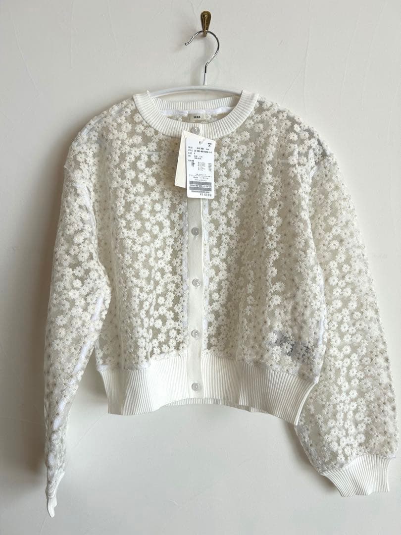 新品タグ付き★ IENAフラワーレースニットカーディガン