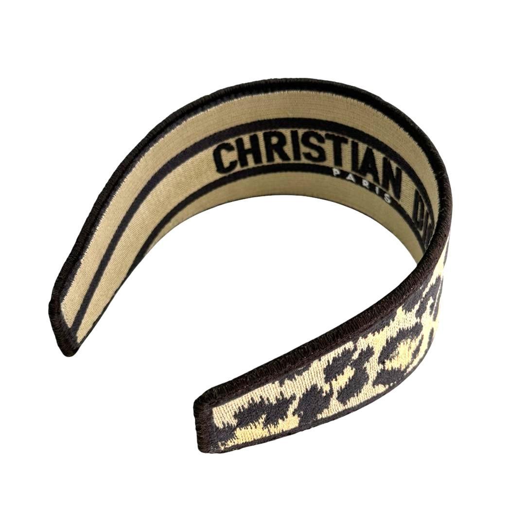 美品 Dior ディオール オブリーク カチューシャ ヘッドバンド レオパード