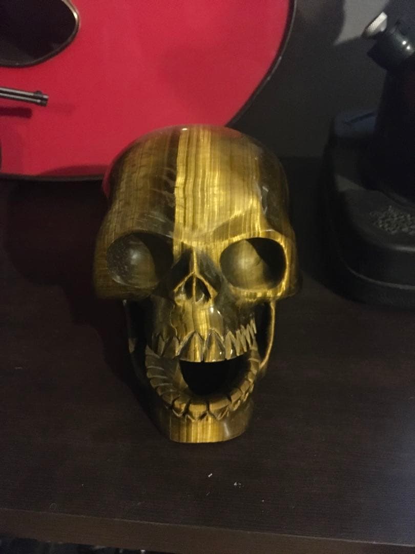 タイガーアイ　置物　頭蓋骨　SKULLオブジェ　巨大　天然石