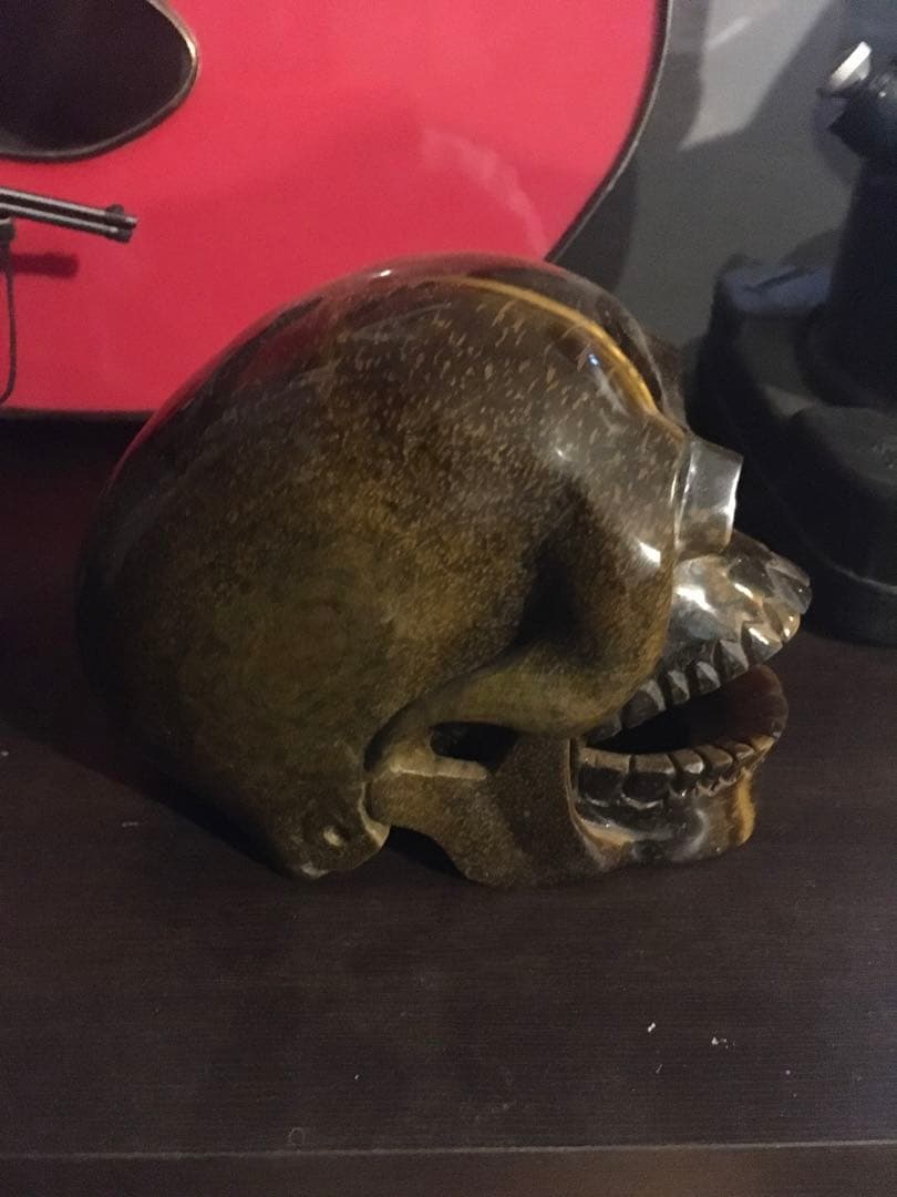 タイガーアイ　置物　頭蓋骨　SKULLオブジェ　巨大　天然石