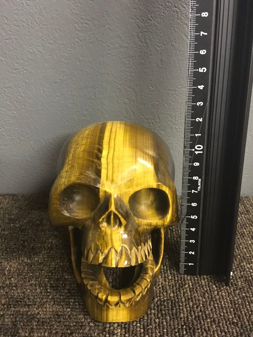 タイガーアイ　置物　頭蓋骨　SKULLオブジェ　巨大　天然石